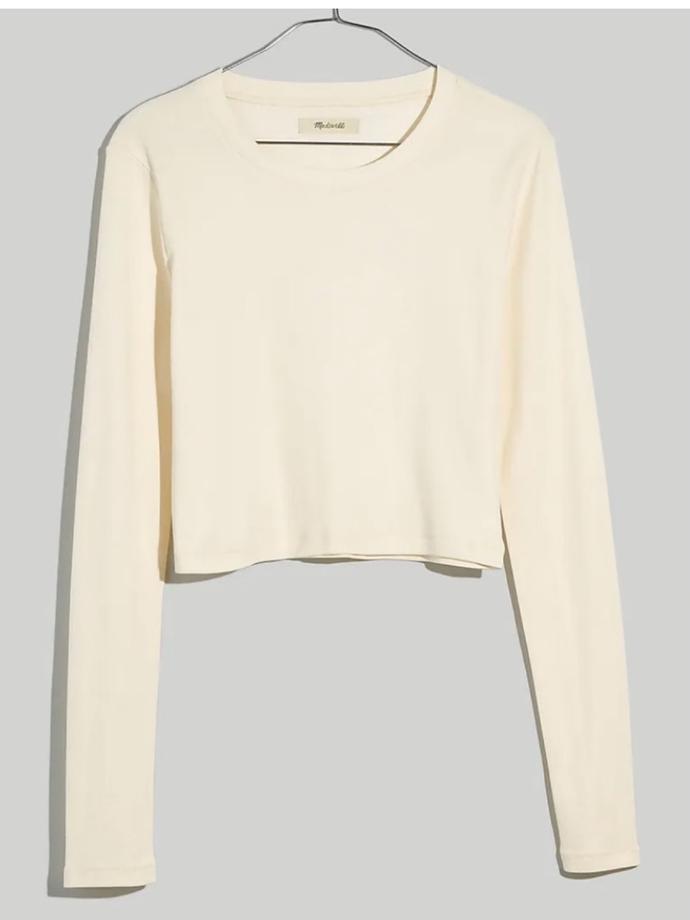Madewell Cream Cropped Ribbed Long-Sleeve Tee